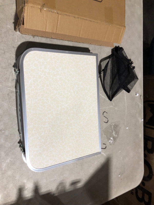 Photo 2 of ***USED - LIKELY MISSING PARTS - UNABLE TO VERIFY FUNCTIONALITY***
Byliable Small Folding Table Portable Card Table with Mesh Layer, Lightweight Aluminum Adjustable Height Folding Camping Table for Outdoor Camp Picnic Beach BBQ Cooking (3 Heights) 2FT 3 h