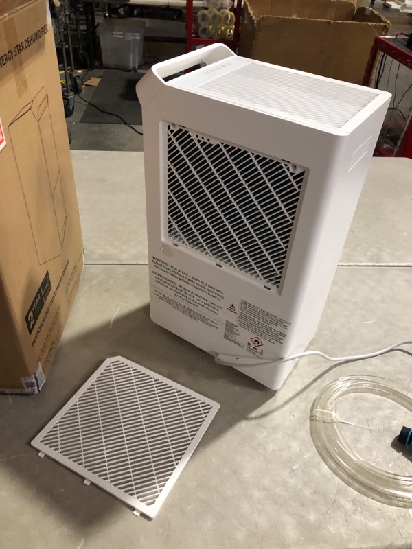 Photo 8 of ***USED - POWERS ON - UNABLE TO TEST FURTHER - MISSING ACCESSORIES - SEE PICTURES***
1,500 Sq.Ft Energy Star Dehumidifier for Basement with Drain Hose, 22 Pint 2019 DOE DryTank Series Dehumidifiers for Large Room, Suit for Garden Hose, Intelligent Humidit