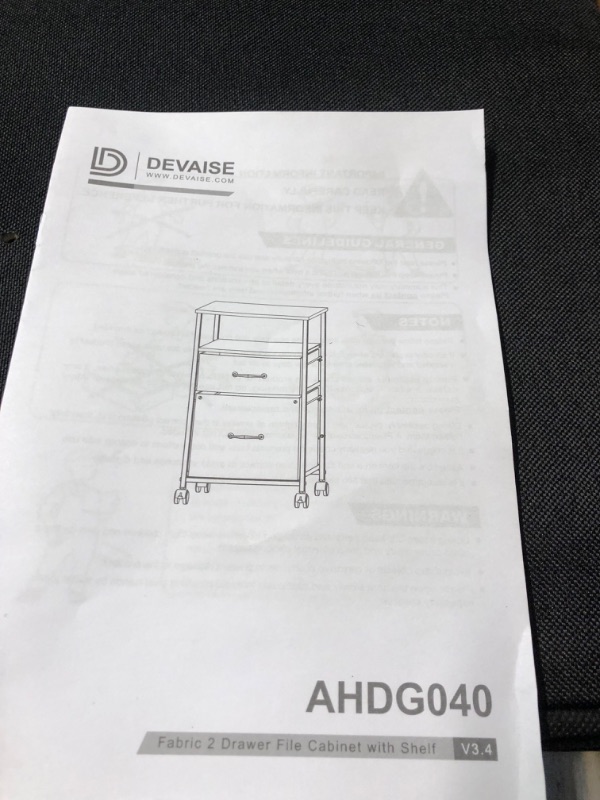 Photo 2 of (missing hardware)(missing wheels) DEVAISE 2 Drawer Mobile File Cabinet 15.7"D x 15.4"W x 26.8"H
