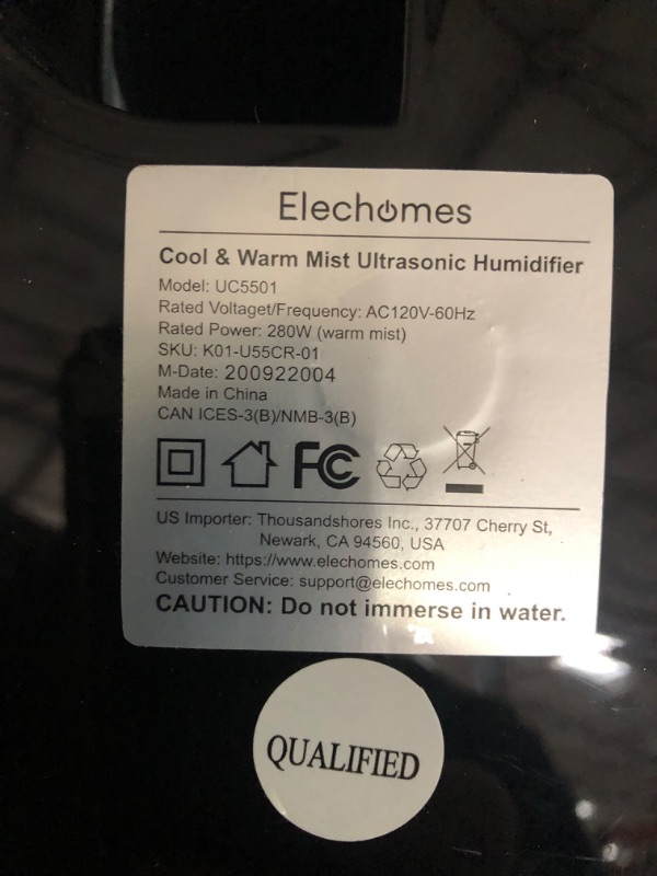 Photo 5 of ***USED*WET INSIDE*MISSING REMOTE***
Elechomes Humidifiers for Bedroom (6L), Ultra-Quiet Warm and Cool Mist Humidifiers