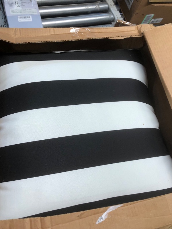 Photo 2 of Arden Selections Outdoor Cushion Pillow Back 17 x 23, Black Cabana Stripe 17 x 23 (1pk) Black Cabana Stripe