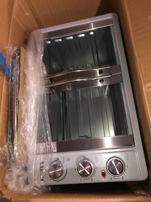 Photo 2 of (NON-REFUNDABLE) LUBY Large Toaster Oven Countertop, French Door Designed, 55L, 18 Slices, 14'' pizza, 20lb Turkey, Silver