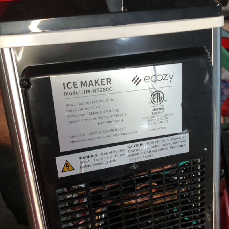 Photo 1 of ecozy Nugget Ice Maker Countertop - Chewable Pellet Ice Cubes, 33 lbs Daily Output, Stainless Steel Housing, Self-Cleaning Ice Machine with Ice Bags for Parties, Kitchen, Bar, Office, Silver