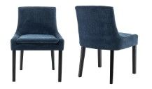 Photo 1 of **SET OF 2** COLAMY Modern Dining Chairs Set of 2, Upholstered Fabric Accent Side Leisure Chairs with Mid Back and Wood Legs for Living Room/Dining Room/Bedroom/Guest Room-Blue  