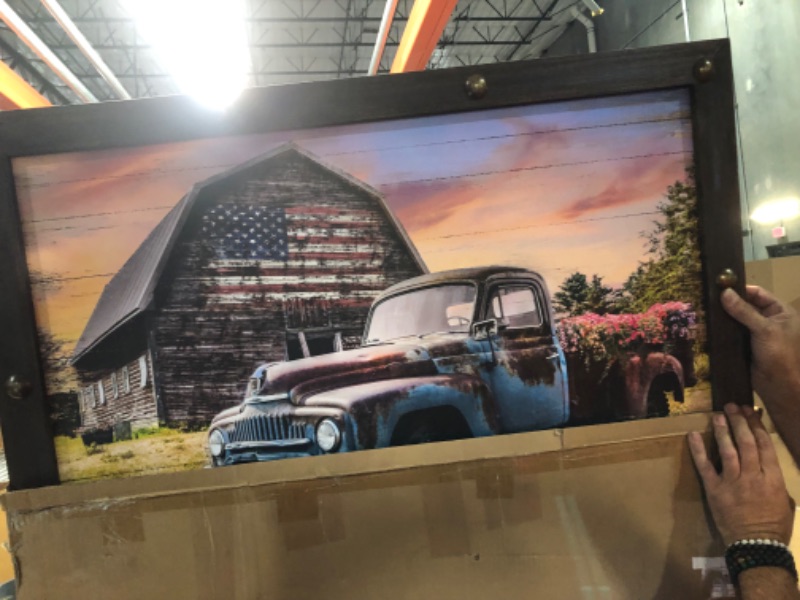 Photo 2 of 
Farmhouse Car Wooden Wall Art: Rustic Barn Rusty Truck Artwork Classic 