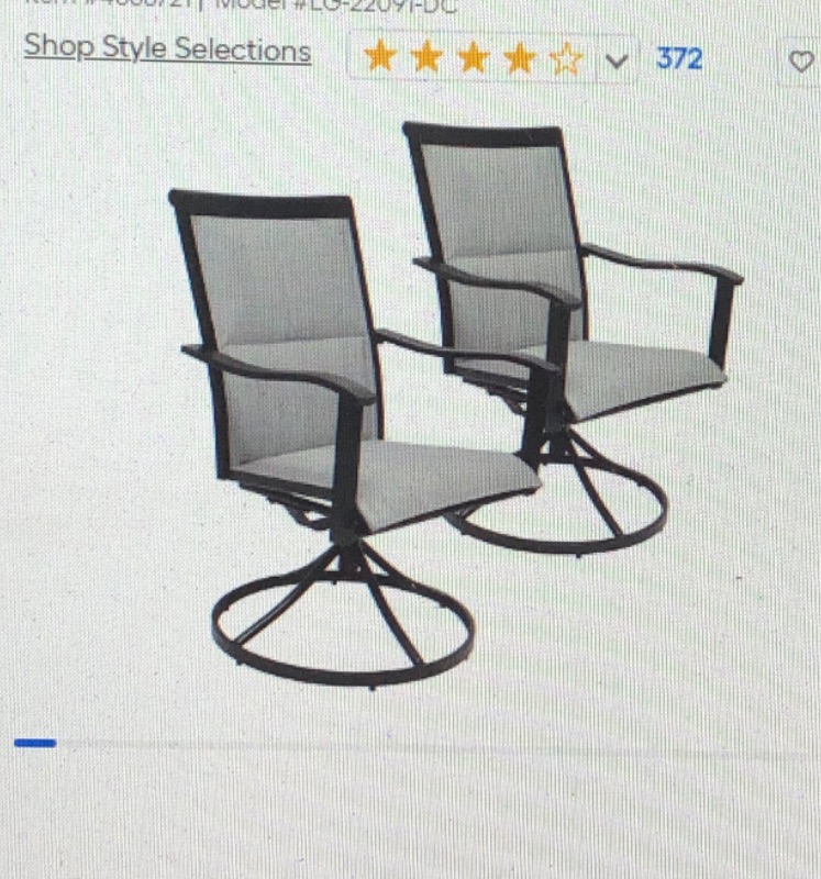 Photo 1 of **PARTS ONLY NON REFUNDABLE**
Style Selections Melrose Set of 2 Wicker Black Steel Frame Swivel Dining Chair with Gray Sling Seat