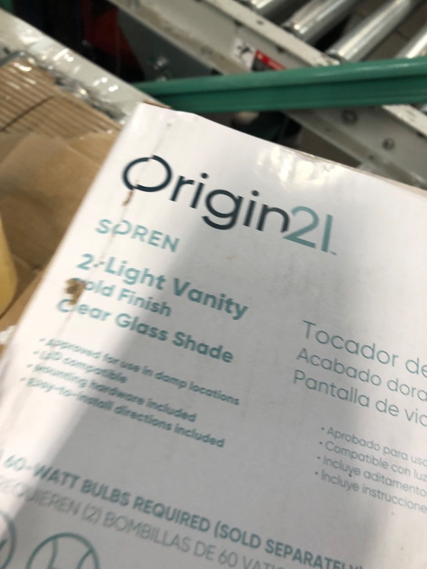 Photo 4 of ***USED - ONE OF THE GLASS SHADES IS MISSING - UNABLE TO TEST***
 Origin 21 Soren 15.75-in 2-Light Brushed Gold Transitional Vanity Light
