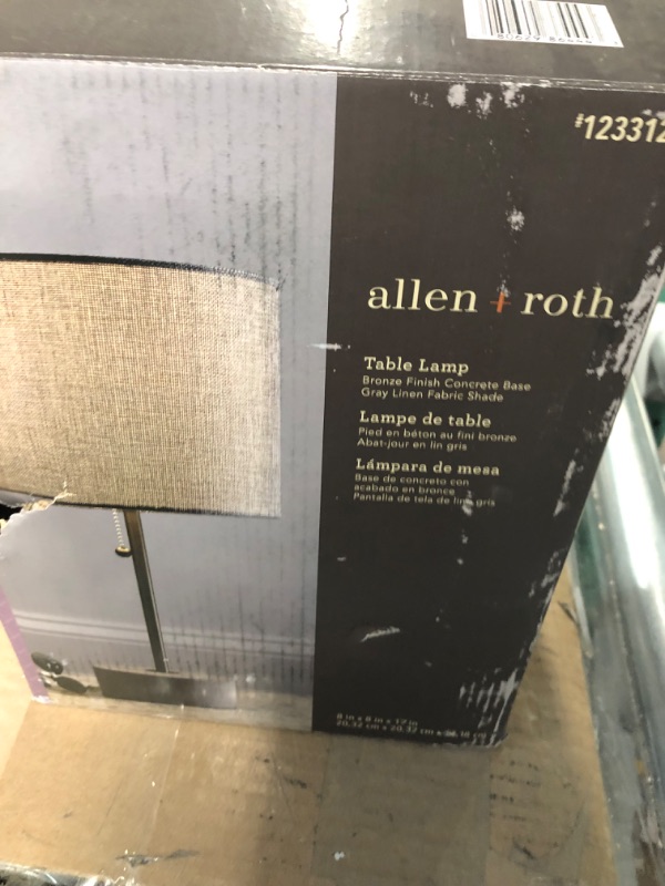 Photo 3 of *non refundable - parts only* allen + roth 16.5-in Bronze/Concrete Table Lamp with Linen Shade
