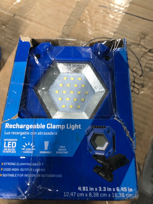 Photo 3 of *non refundable* Kobalt 1500-Lumen LED Blue Battery-operated Rechargeable Clamped Work Light
