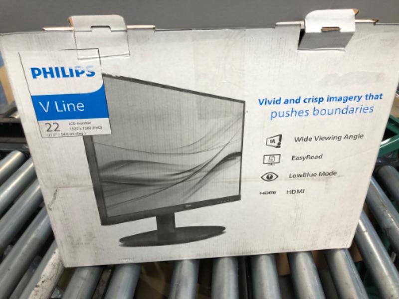 Photo 1 of ***NO POWER CORD***PHILIPS Computer Monitors 22 inch Class Thin Full HD (1920 x 1080) 75Hz Monitor, VESA, HDMI & VGA Port, , 221V8LN 22" Class Full HD | VA