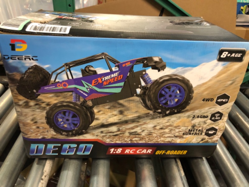 Photo 4 of ***SEE NOTES*** DEERC DE60 Large 1:8 Scale Upgraded RC Cars Remote Control Car for Adults Boys,Off Road Monster Truck with Realistic Sound,2.4Ghz 4WD Rock Crawler Toy All Terrain Climbing,2 Batteries for 80 Min Play Classic Blue