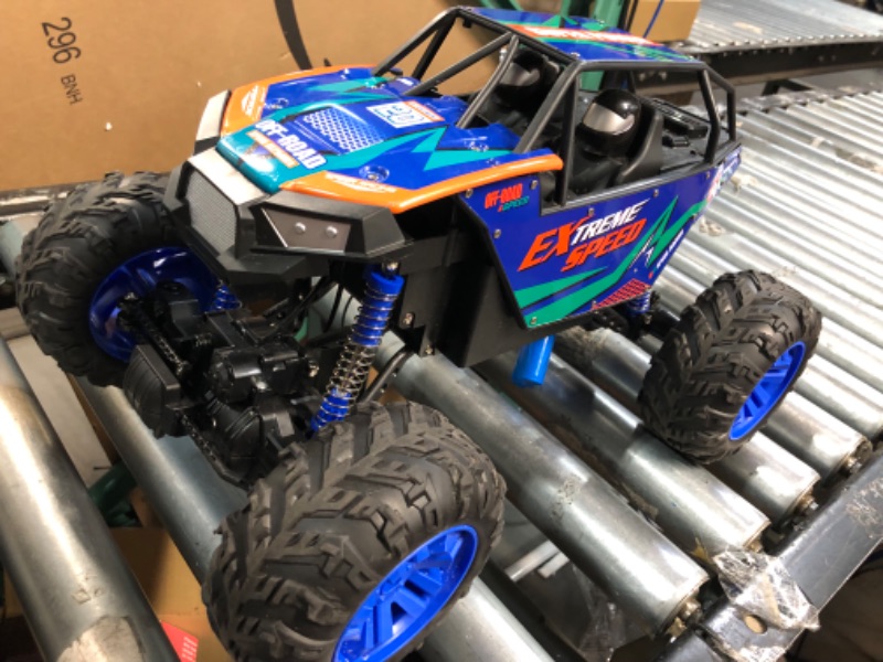 Photo 3 of ***SEE NOTES*** DEERC DE60 Large 1:8 Scale Upgraded RC Cars Remote Control Car for Adults Boys,Off Road Monster Truck with Realistic Sound,2.4Ghz 4WD Rock Crawler Toy All Terrain Climbing,2 Batteries for 80 Min Play Classic Blue