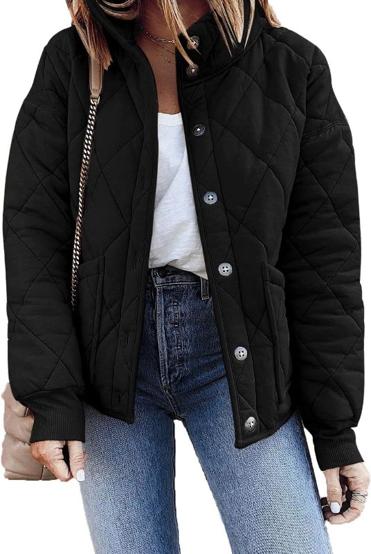 Photo 1 of Fazortev Women's Down Coat Relaxed Fit Jacket High Neckline Large Pockets Button Closure Outwear