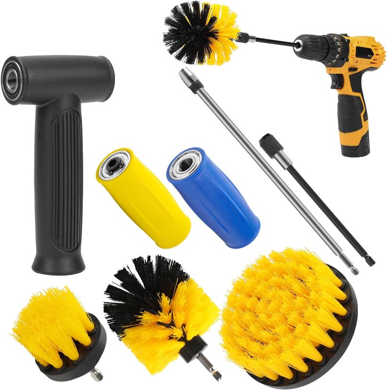 Photo 1 of Drill Brush Set Power Scrubber Brushes with Extension Attachments Handle All Purpose Cleaning Kit for Bathroom Floor Grout Toilet Tile Shower Tub Kitchen Car Detailing Grill 8 PCS - Devinci (8)
