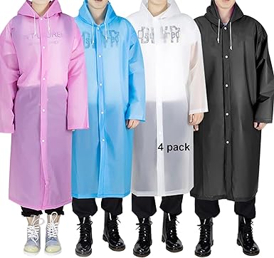 Photo 1 of EnergeticSky Rain Ponchos For Adults, EVA Reusable Rain Coat With Hoods And Sleeves One Size