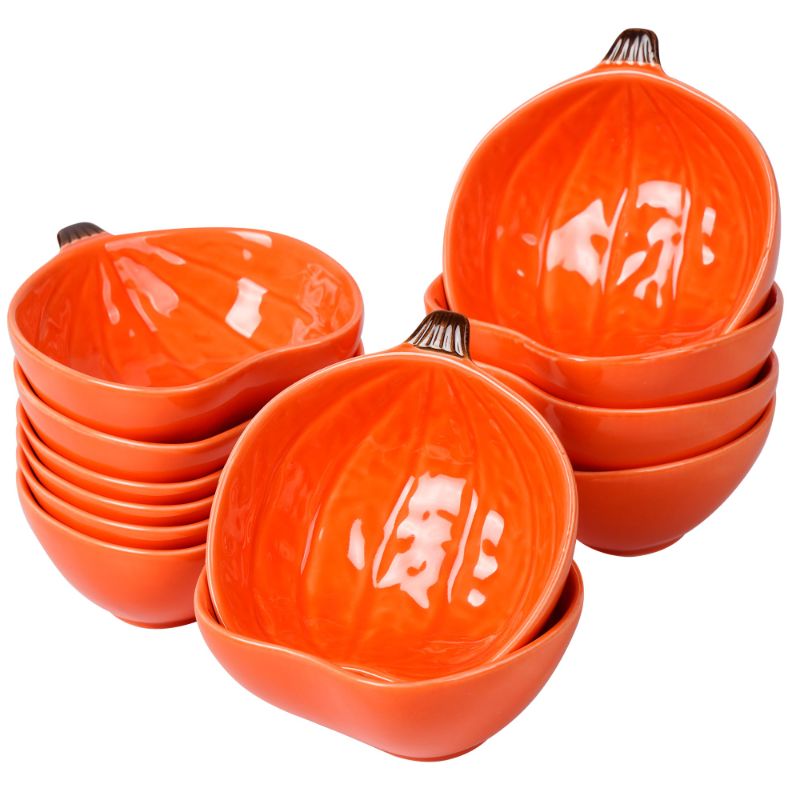 Photo 1 of  4 Pieces Ceramic Pumpkin Bowl 6 Ounces 