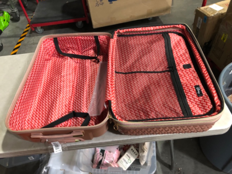 Photo 5 of ***BOTTOM WHEEL CAVED IN - SEE PICTURES***
FUL Disney Mickey Mouse 29 Inch Rolling Luggage, Molded Hardshell Carry On Suitcase with Wheels, Rose Gold