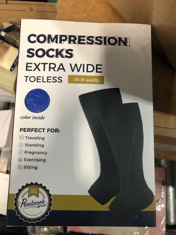 Photo 1 of * used item * 
Pembrook Toeless Compression Socks Wide Calf for Women and Men - 20-30mmHg