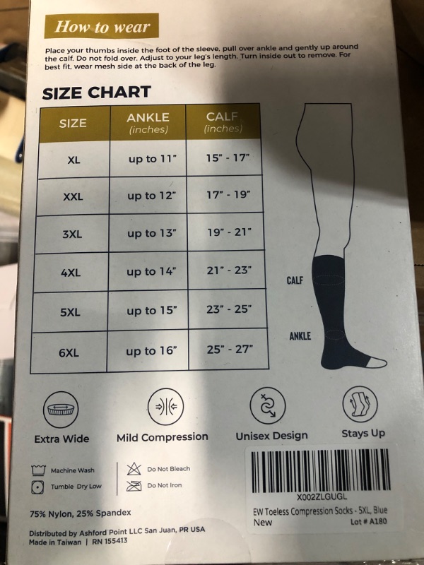 Photo 3 of Pembrook Toeless Compression Socks Wide Calf for Women and Men - 20-30mmHg