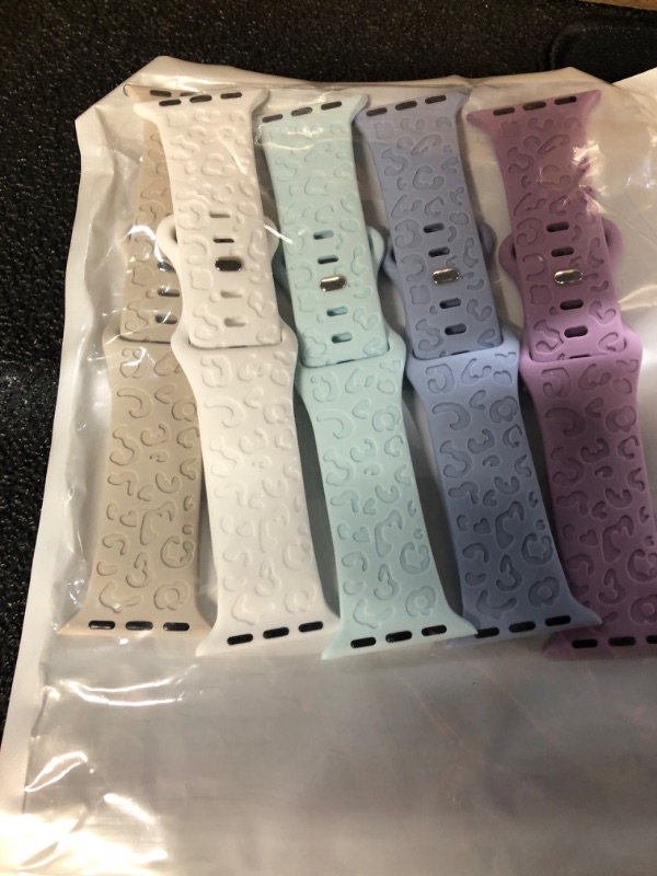 Photo 1 of 5 Pack Leopard Engraved Bands Compatible with Apple Watch Band 