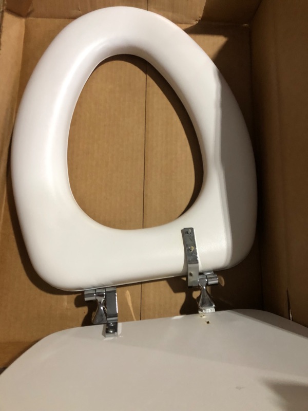 Photo 4 of **MAJOR DAMAGE**
Mayfair 1815CP 000 Soft Toilet Seat with Premium Chrome Hinges