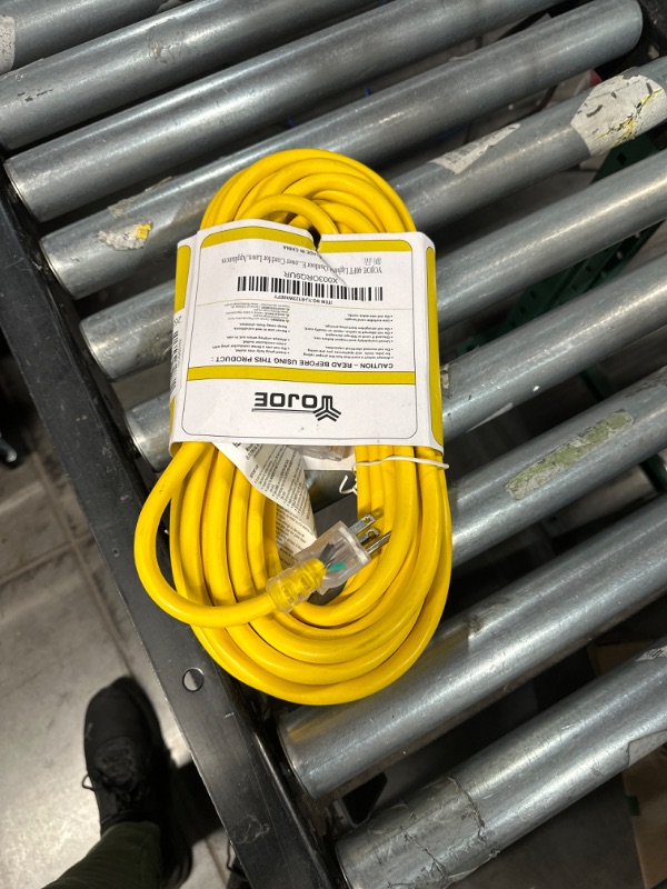 Photo 2 of YOJOE 40 Foot Yellow Extension Cord, Lighted Outdoor 12/3 Cord, 12 Gauge 3 Prong SJTW Heavy Duty Extension Cable with 3 Prong Grounded Plug for Safety, UL Listed Yellow 40 Foot