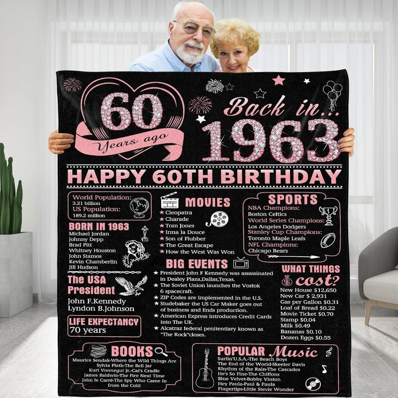 Photo 2 of  60 Years Ago 60th Birthday Wedding Anniversary Throw Blanket,