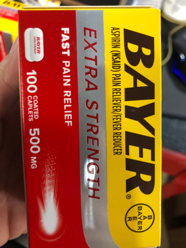 Photo 2 of Bayer Extra Strength Aspirin 500 mg, Pain Reliever and Fever Reducer, Powerful Pain Relief of Headache, Muscle Pain, Minor Arthritis Pain, Back Ache, Toothache, and Menstrual Pain, 100 Coated Tablets