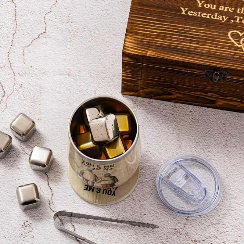 Photo 1 of 25th Anniversary Wedding Gifts Insulated Wine Tumbler Set, 4 Stainless Steel Whiskey Stones