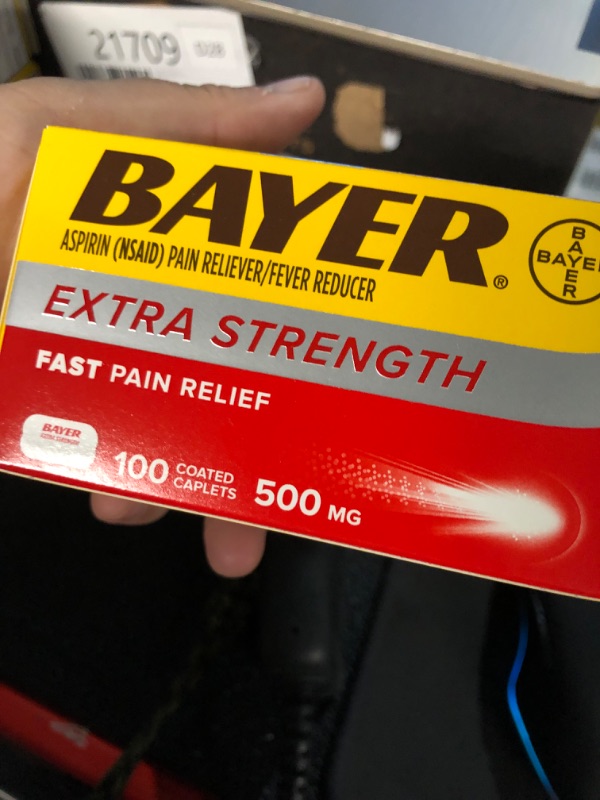 Photo 2 of 03/2024**Bayer Extra Strength Aspirin 500 mg, Pain Reliever and Fever Reducer, Powerful Pain Relief of Headache, Muscle Pain, Minor Arthritis Pain, Back Ache, Toothache, and Menstrual Pain, 100 Coated Tablets