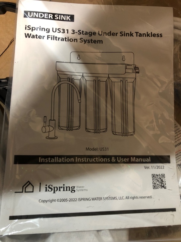 Photo 5 of **NONREFUNDABLE**FOR PARTS OR REPAIR**SEE NOTES**
 iSpring US31 Classic 3-Stage Under Sink Water Filtration System