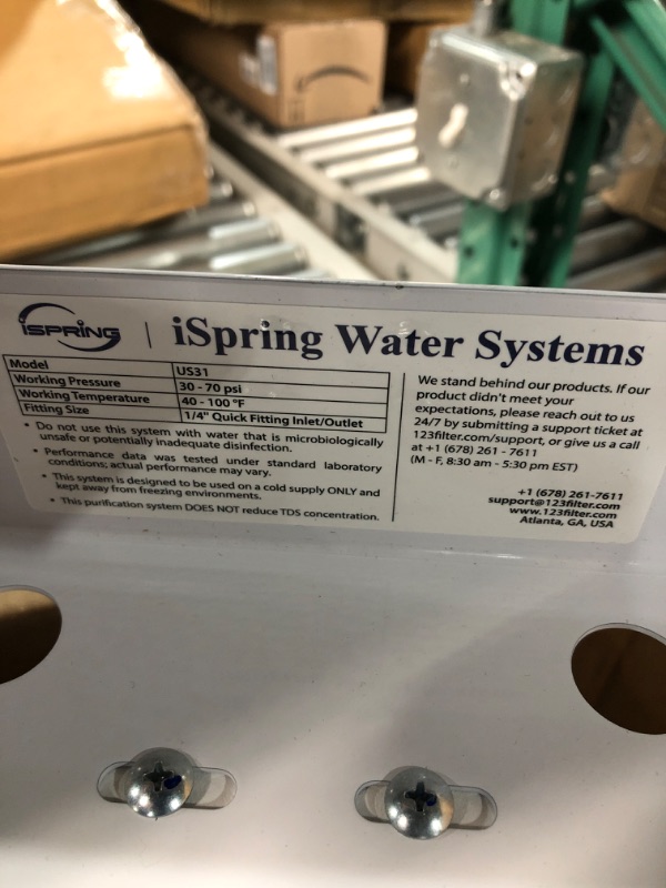 Photo 3 of **NONREFUNDABLE**FOR PARTS OR REPAIR**SEE NOTES**
 iSpring US31 Classic 3-Stage Under Sink Water Filtration System