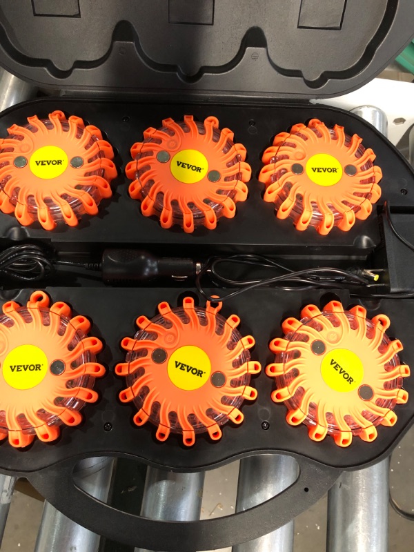 Photo 4 of 6 Pack LED Road Rechargeable LED Disc Road Flares Emergency Strobe Light w/Charger & Carrying Case