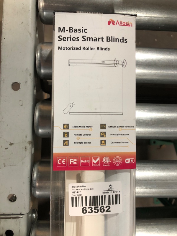 Photo 2 of **DAMAGE**
Allesin Motorized Roller Blinds Shade with Remote Control for Windows, Cordless & Rechargeable Automatic Blinds  (White, 35" Wx72 H)