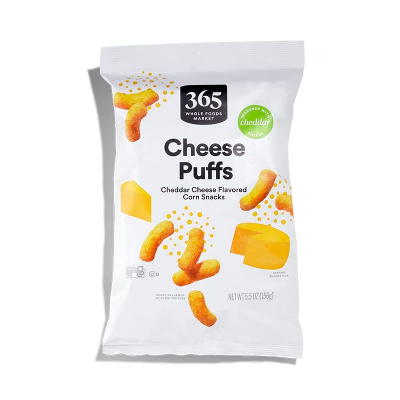 Photo 1 of **6 PACK, BEST BY 1/09/24**
365 by Whole Foods Market, Cheese Puffs, 5.5 Ounce