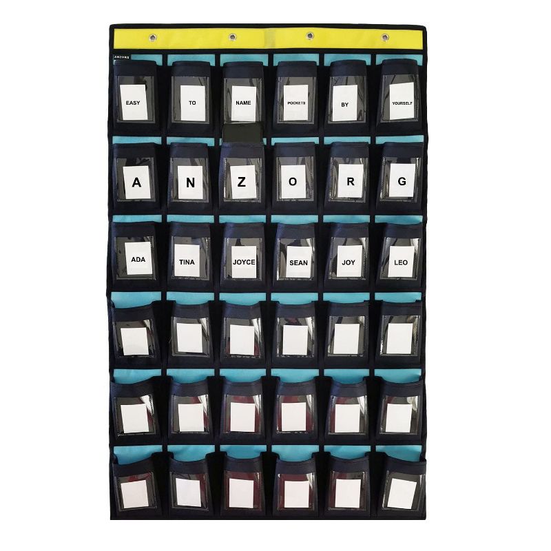 Photo 1 of ANZORG Classroom Cell Phone Organizer Calculator Holder Storage Over Door Hanging School Pocket Chart with 36 DIY Named Label Pockets Diy Named Pockets