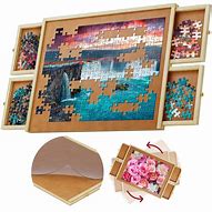 Photo 1 of 1000 Piece Wooden Jigsaw Puzzle Board - 4 Drawers, Rotating Puzzle Table | 30” X 22” Jigsaw Puzzle Table | Puzzle Cover Included - Portable Puzzle Tables for Adults and Kids by Beyond Innoventions