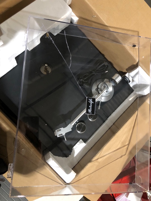 Photo 5 of ***MINOR DAMAGE TO LID AND BASE*PICTURED***
Turntables Belt-Drive Record Player with Wireless Output Connectivity, Black