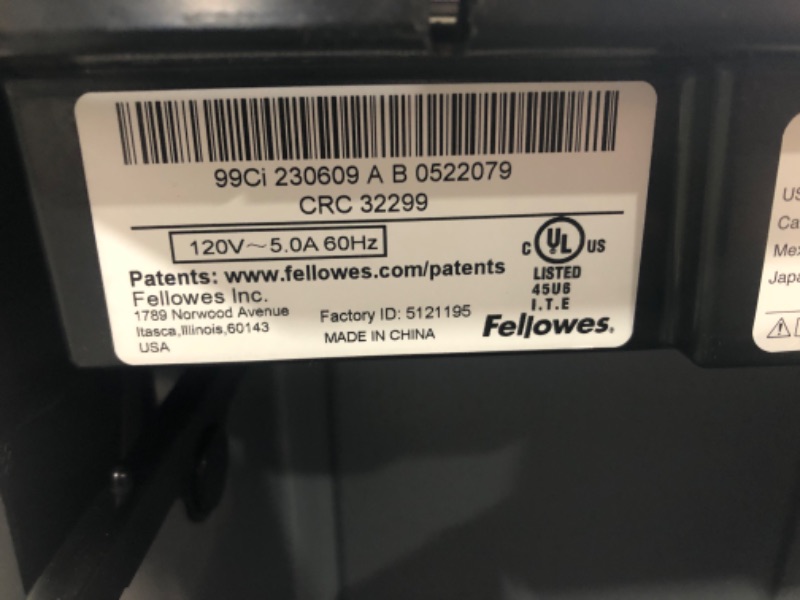 Photo 5 of Fellowes Powershred PS-12Cs, 12 Sheet Cross-Cut SafeSense Shredder (3271301)