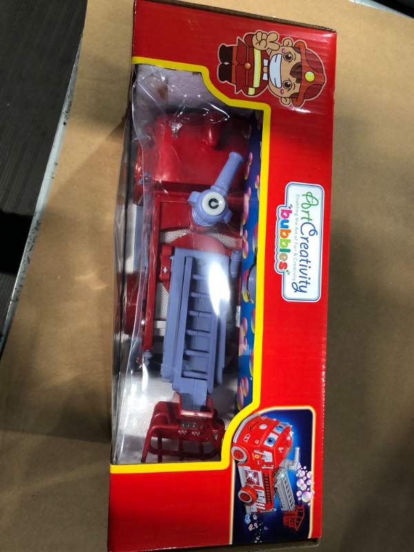 Photo 3 of ArtCreativity Bubble Blowing Fire Engine Toy Truck for Kids - Awesome Light Up LED and Siren Effects