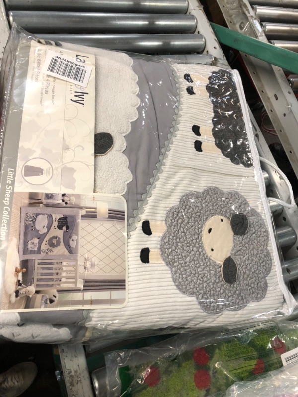 Photo 4 of * used * incomplete * sold for parts * 
Lambs & Ivy Little Sheep Gray/White Nursery 4-Piece Baby Crib Bedding Set