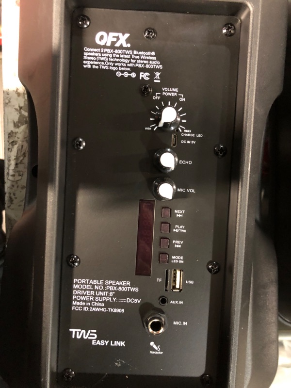 Photo 5 of PBX-800TWS 8-Inch Bluetooth Stereo PA System Comes with 2X 8 Speakers and 2X Stands, 2X Microphones, and a Remote Control