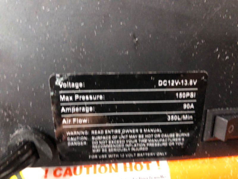 Photo 1 of ALL-TOP Heavy Duty Portable 12V Air Compressor Kit Inflate 180L (6.35Ft³)/Min Max 150PSI Metal Heat Dissipation ensures Duty Job for Pros Includes a 1680D Rugged Carry Bag for 4x4 Vehicle