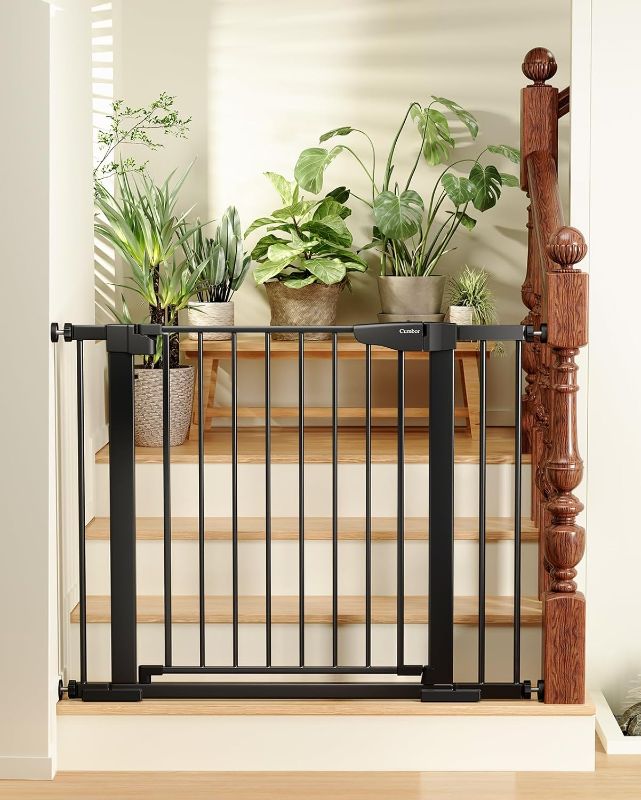 Photo 4 of Cumbor 29.7"-40.6" Baby Gate for Stairs, Mom's Choice Awards Winner-Dog Gate for Doorways, Pressure Mounted Self Closing Pet Gates for Dogs Indoor, Durable Safety Child Gate with Easy Walk Thru Door
