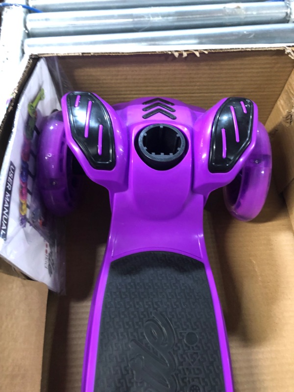 Photo 6 of 3 Wheeled Scooter for Kids - Stand & Cruise Child/Toddlers Toy Folding Kick Scooters w/Adjustable Height, Anti-Slip Deck, Flashing Wheel Lights, for Boys/Girls 2-12 Year Old - Hurtle HURFS56 Purple