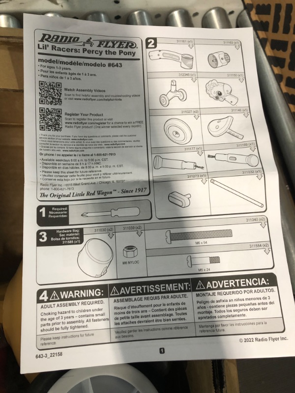 Photo 1 of Radio Flyer Lil' Racers: Percy The Pony Ride on Toy, for Ages 1-3,Red