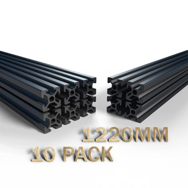 Photo 1 of 2PCS 48inch T Slot 2020 Aluminum Extrusion Profile (1220mm), European Standard Aluminum Linear Rail–Easy to Use for 3D Printer, CNC DIY, Workbenches, Brackets, Furniture and More 2PCS 48inch 2020 T Black