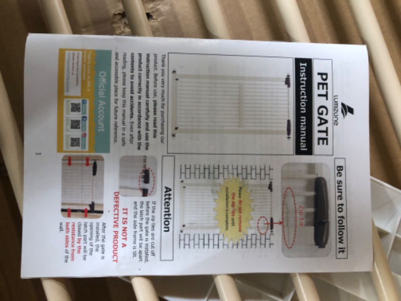 Photo 2 of **MISSING HARDWARE**
Lumizone Extra Tall Pet Gate 61.02" High Pressure Mounted 30.12"-34.05" Extra Wide 