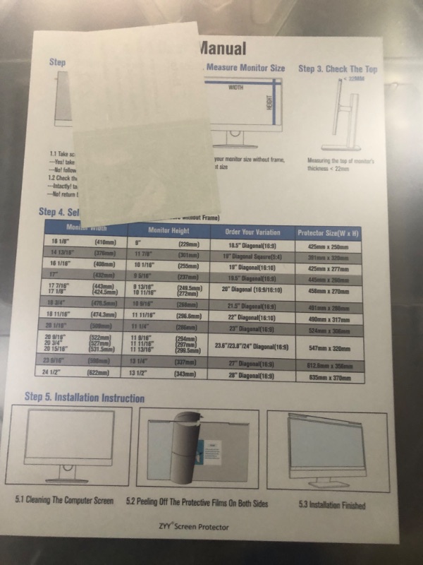 Photo 3 of ZYY 28 Inch (DIAGONAL Excluded Frame) Blue Light Screen Protector For Eye Strain, Anti Blue Light, Anti UV, Anti Scratch Widescreen Monitor Filter PC Hanging (W 25 x H 14 9/16) For Desktop Monitor 28" (DIAGONAL Excluded Frame)-16:9
