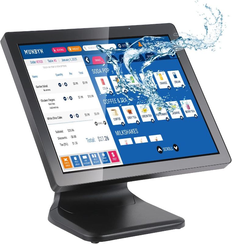 Photo 1 of MUNBYN POS Touch Screen Monitor 17-inch 400 nits Flat Capacitive LED Touchscreen Monitor POS System for Retail Kitchen POS Monitor No Driver Required Support Windows Linux Raspberry Pi VGA/HDMI Input